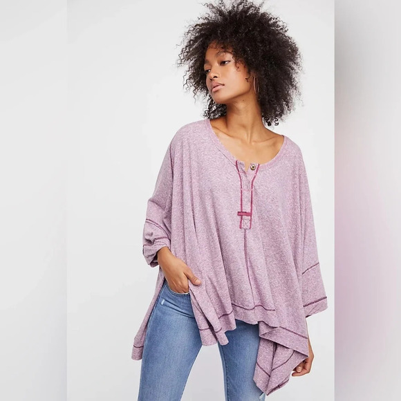 WE THE FREE Go For It Henley in Gray - Picture 1 of 12